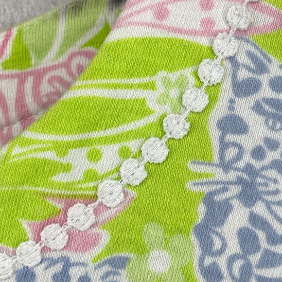 LILLY PULITZER Dress S Mini Tunic Lion Floral Zip Front Long Sleeve Cotton Green - Picture 5 of 16